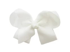 Americana Grosgrain Ribbon Bow W/ Alligator Clip - White
