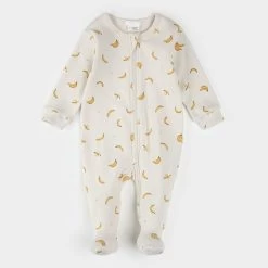 Banana Print On Ribbed Crème Sleeper