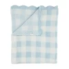 Blue Gingham Scallop Edge Chenille Blanket