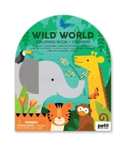 Petit Collage Coloring Book With Stickers: Wild World