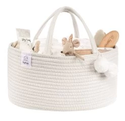 Cotton Rope Diaper Caddy - Cream