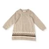 Fair Isle Baby Girl Sweater Knit Dress (Organic Cotton): Oatmeal Heather (6-12 Mo)