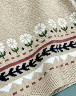 Fair Isle Baby Girl Sweater Knit Dress (Organic Cotton): Oatmeal Heather (6-12 Mo) -Baby Grundausstattungs Geschäft fair isle baby girl sweater knit dress organic cotton oatmeal heather 6 12 mo 5