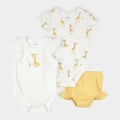 Giraffes 3-Piece Bodysuit Set