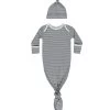 Knotted Baby Gown + Hat Set || Blue Pinstripe