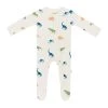 Kyte BABY Printed Zippered Footie In Ecru Roar