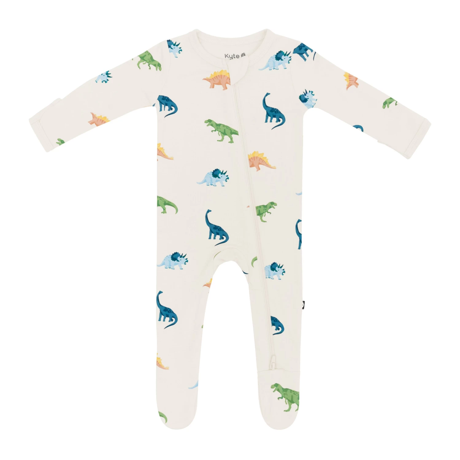 Kyte BABY Printed Zippered Footie In Ecru Roar 1 Kyte BABY Printed Zippered Footie In Ecru Roar