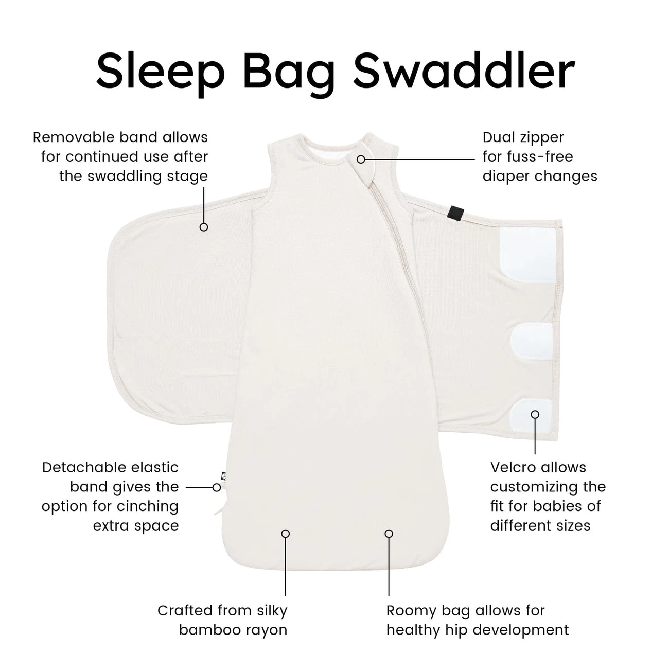 Kyte BABY Sleep Bag Swaddler In Oat 1.0 TOG (XS) 4 Kyte BABY Sleep Bag Swaddler In Oat 1.0 TOG (XS) – Bild 4