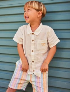 Noah Linen Shorts Pastel Stripe -Baby Grundausstattungs Geschäft noah linen shorts pastel stripe 3
