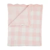 Pink Gingham Scallop Edge Chenille Blanket