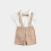 Poplin Shirt & Suspender Shorts Set With Bowtie (6Mo, 9Mo)