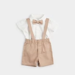 Poplin Shirt & Suspender Shorts Set With Bowtie (6Mo, 9Mo)