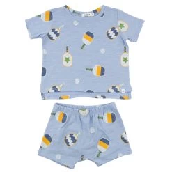 Raw Edge Short Set - Pickleball Print - Periwinkle