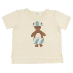 Raw Edge Short Sleeve T-Shirt - Beach Bear Applique