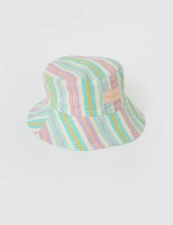 Resort Stripe Linen Bucket Hat