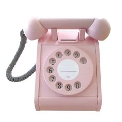 Retro Wooden Telephone - Pink