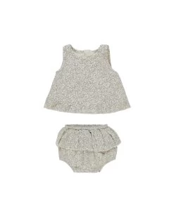 Ruffled Tulip Top + Bloomer Set || Green Garden (12-18Mo)