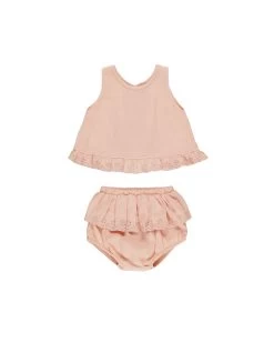 Ruffled Tulip Top + Bloomer Set || Melon (18-24Mo)