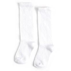 Scalloped Fancy Knee High Socks - White