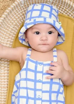 Sorrento - Blue Checker Jersey Baby Dungaree Jumpsuit -Baby Grundausstattungs Geschäft sorrento blue checker jersey baby dungaree jumpsuit 3