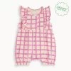 Sundae - Pink Checker Jersey Baby Frill Bubble Romper