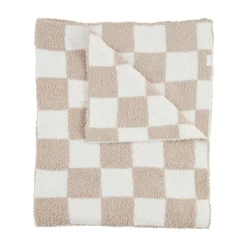 Taupe Check Chenille Blanket