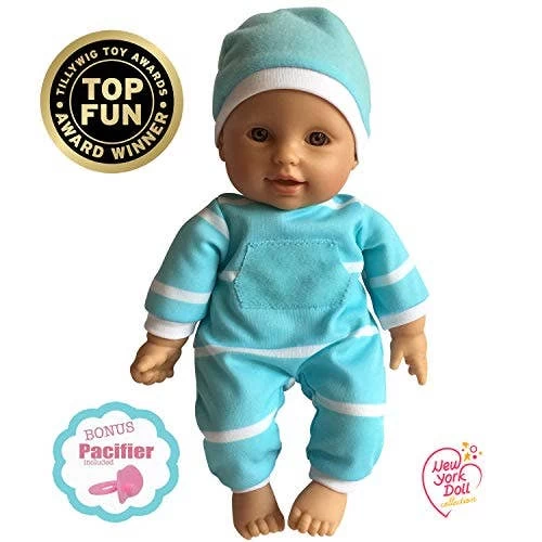 The New York Doll Collection 11" Doll Striped W/ Pacifier - Blue 1 The New York Doll Collection 11" Doll Striped W/ Pacifier - Blue