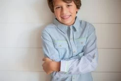 The Sea Shirt - Stripe With Green Piping