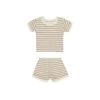 Waffle Shortie Set || Oat Stripe (18-24Mo)
